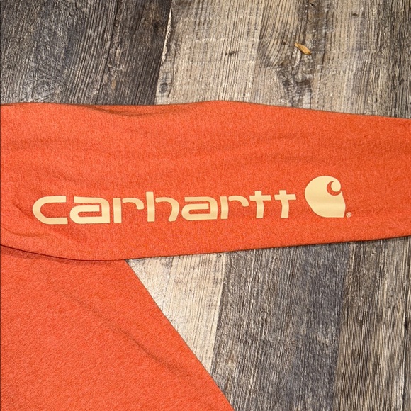 Set of 2 Carhartt Men's Burnt Orange and Cream Long Sleeve Tee Carthartt sleeve - Picture 3 of 7